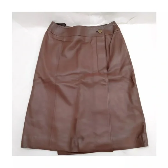 New CHANEL Brown Lambskin and Silk Wrap Skirt - Picture 3 of 11